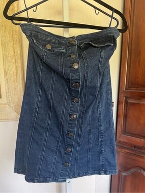 Denim Obsessed Mini Button Down Jean Dress Medium EUC
